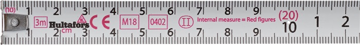 Taschenrollbandmaß Talmeter L.2m B.16mm mm/cm EG II ABS Messlasche HULTAFORS