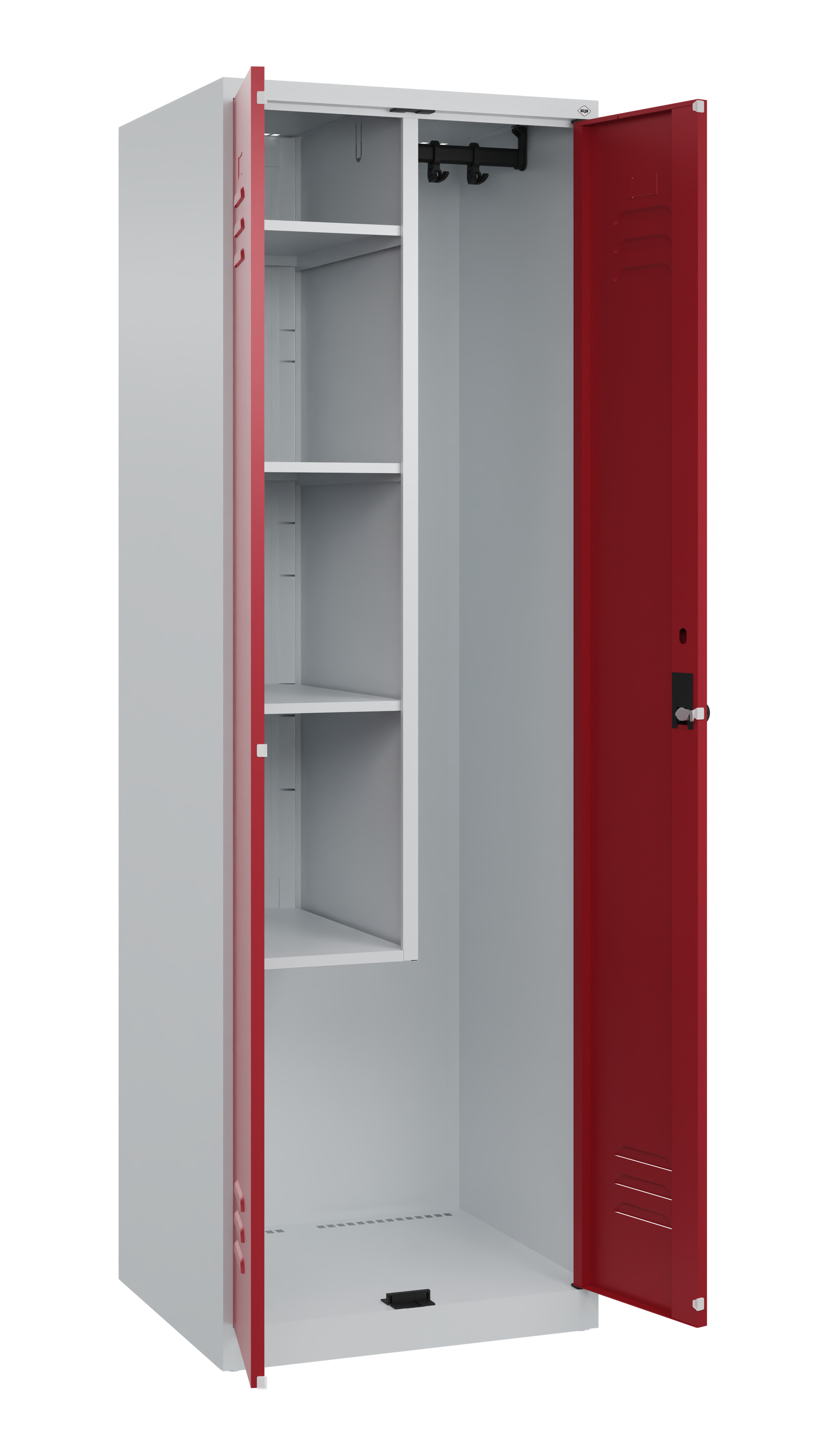 C+P Putzmittel-Spind Classic PLUS, 2 Abteile, 1850x600x500mm, 7035/3003