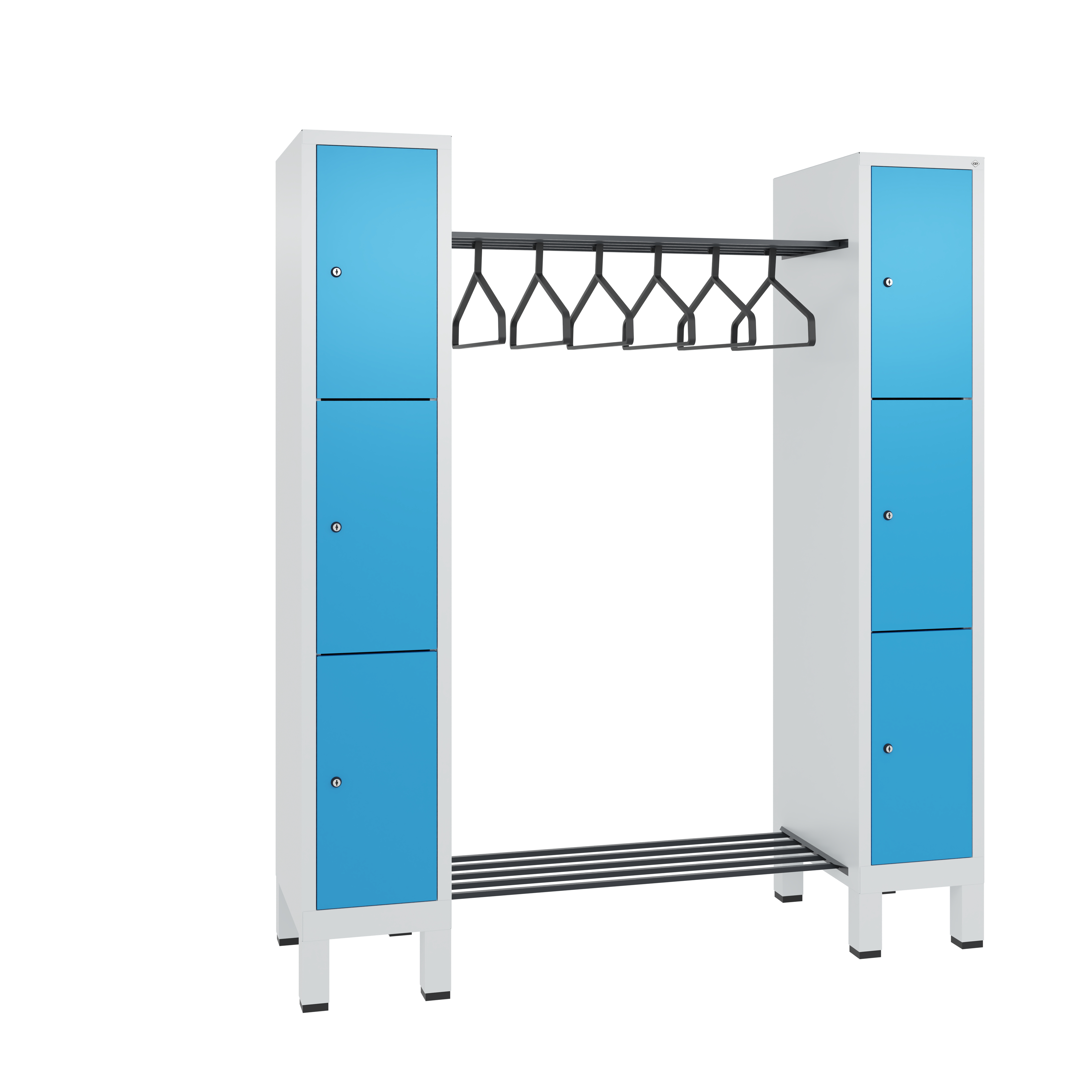C+P Offene Garderobe Evolo, H1850xB1591xT500mm, 7035/5012