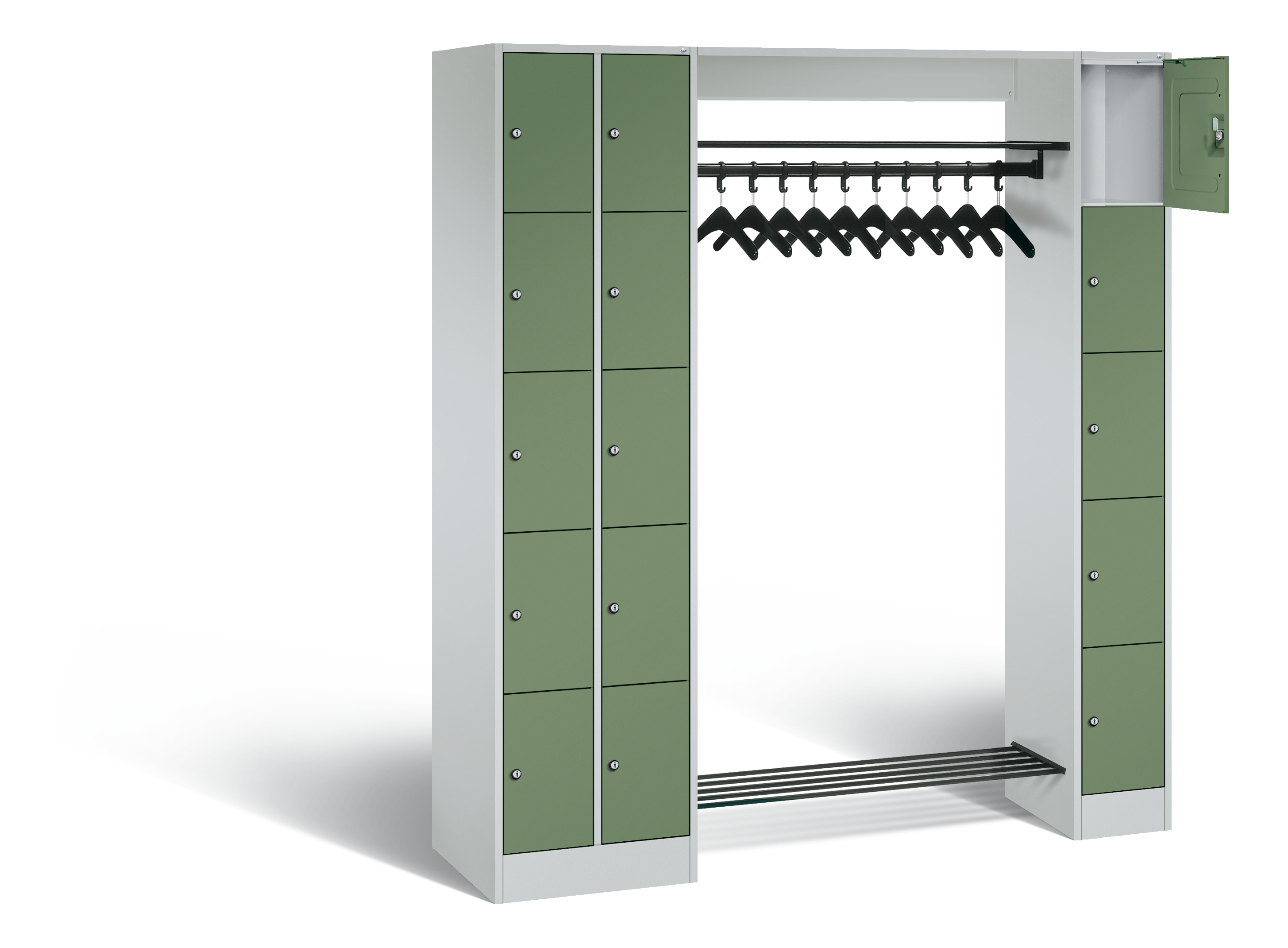 C+P Offene Garderobe, H1950xB2100xT480mm, 7035/6011