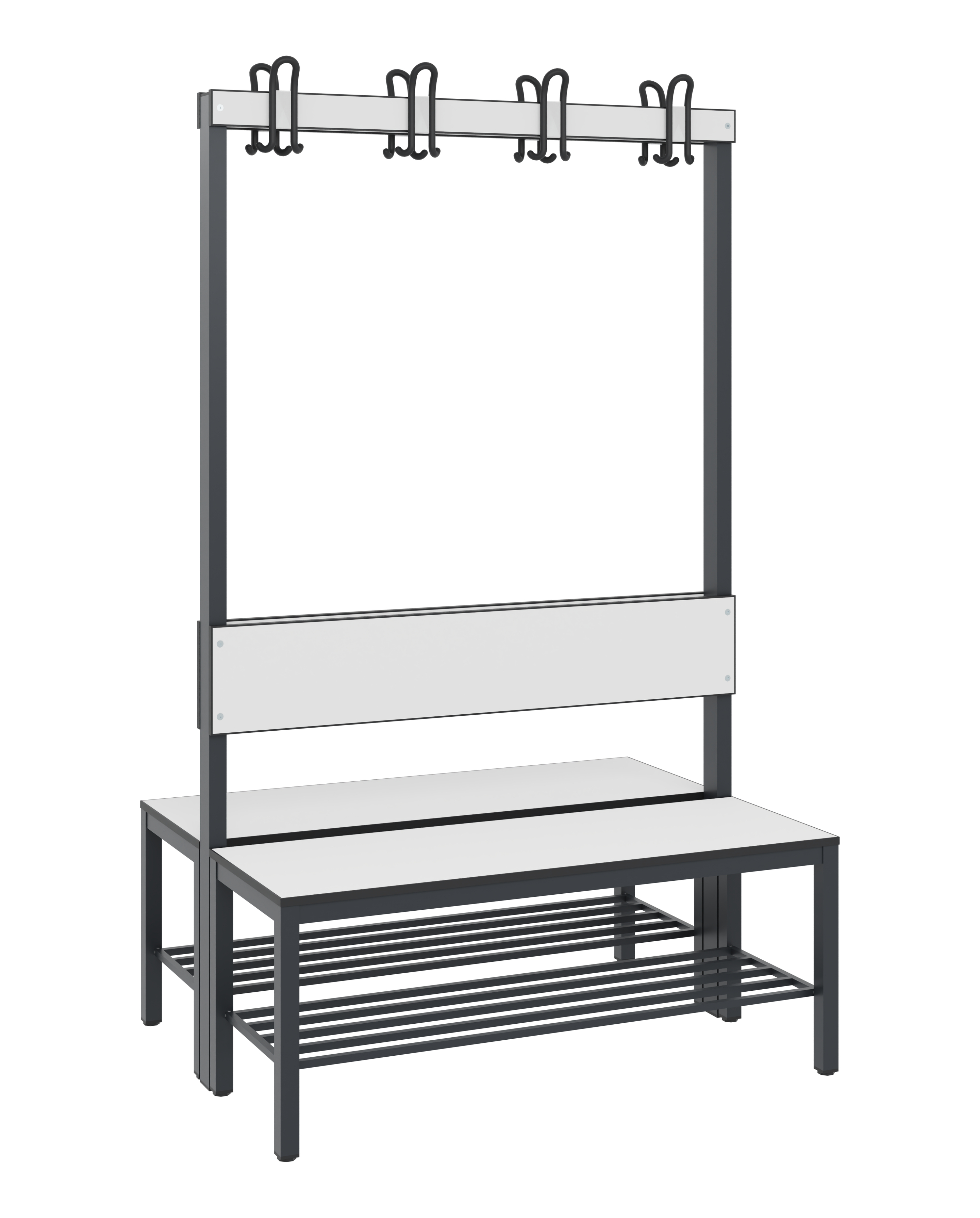 C+P Doppelseitige Garderobenbank mit Rückenlehne, Basic Plus, H1650xB1000xT760mm