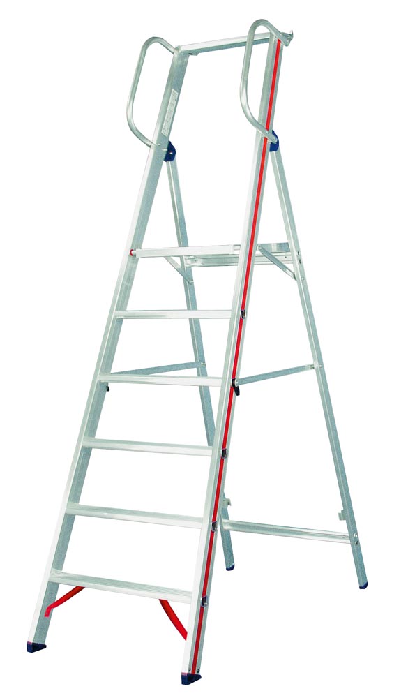 Plattformleiter mit Handlauf, klappbar, Podesthöhe ohne Geländer 2350 mm, 10 Stufen