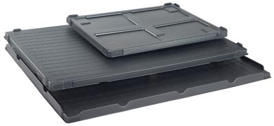 Aufsatzrahmen-Deckel ABS-RE-schwarz, BxTxH 1000x1200x45 mm, mit Stapelrand + Ausfräsung für Bänderung, VE 2 Stück