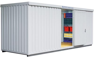 Isolierter Lagercontainer, 1 Modul, montiert, mit Holzfußboden, RAL 9002 grauweiß, BxTxH 2100x2170x2470 mm