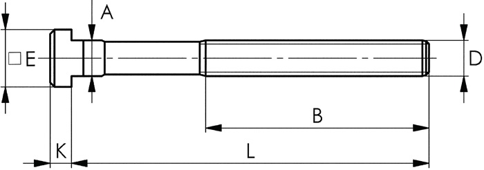T-Nutenschraube DIN 787 T-Nut 14mm M12 L.200mm Güte 10.9 AMF