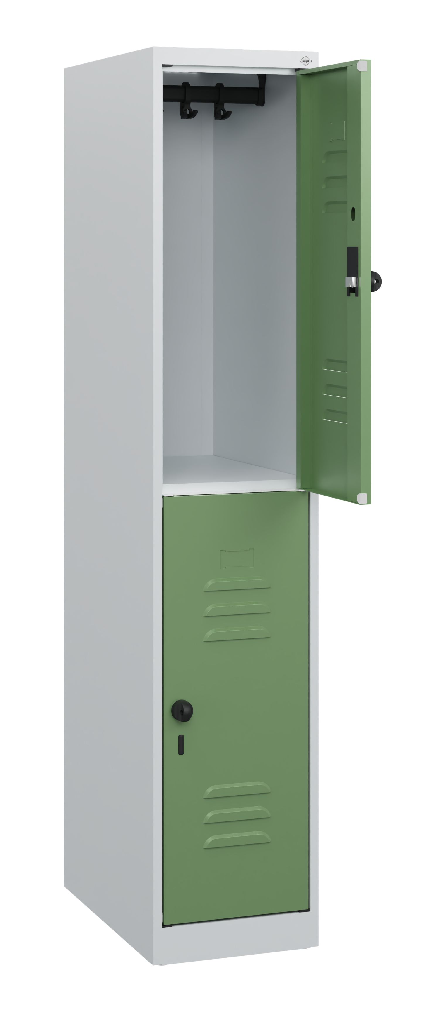 C+P Doppelstock-Spind Classic PLUS, 1 Abteil, 1530x300x500mm, 7035/6011