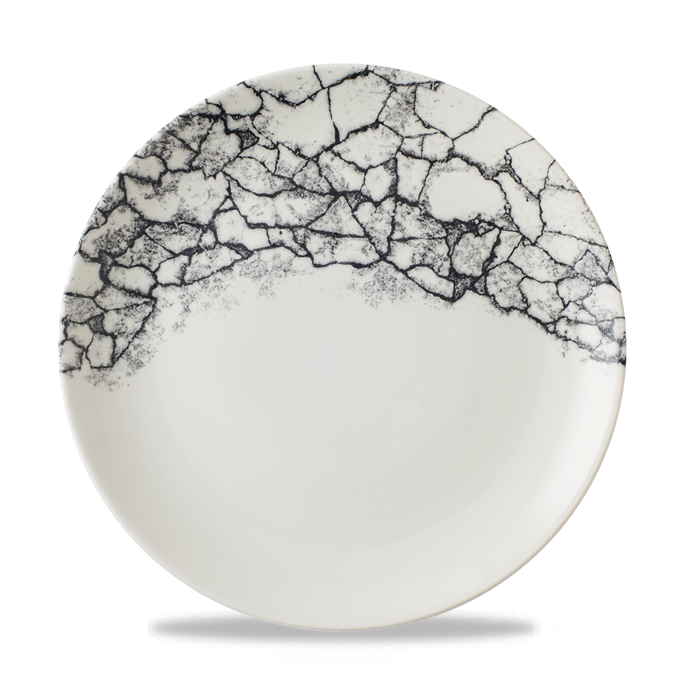 Churchill Super Vitrified Kintsugi Accents Teller Flach Coup 26cm, 12 Stück Quartz Schwarz Rund