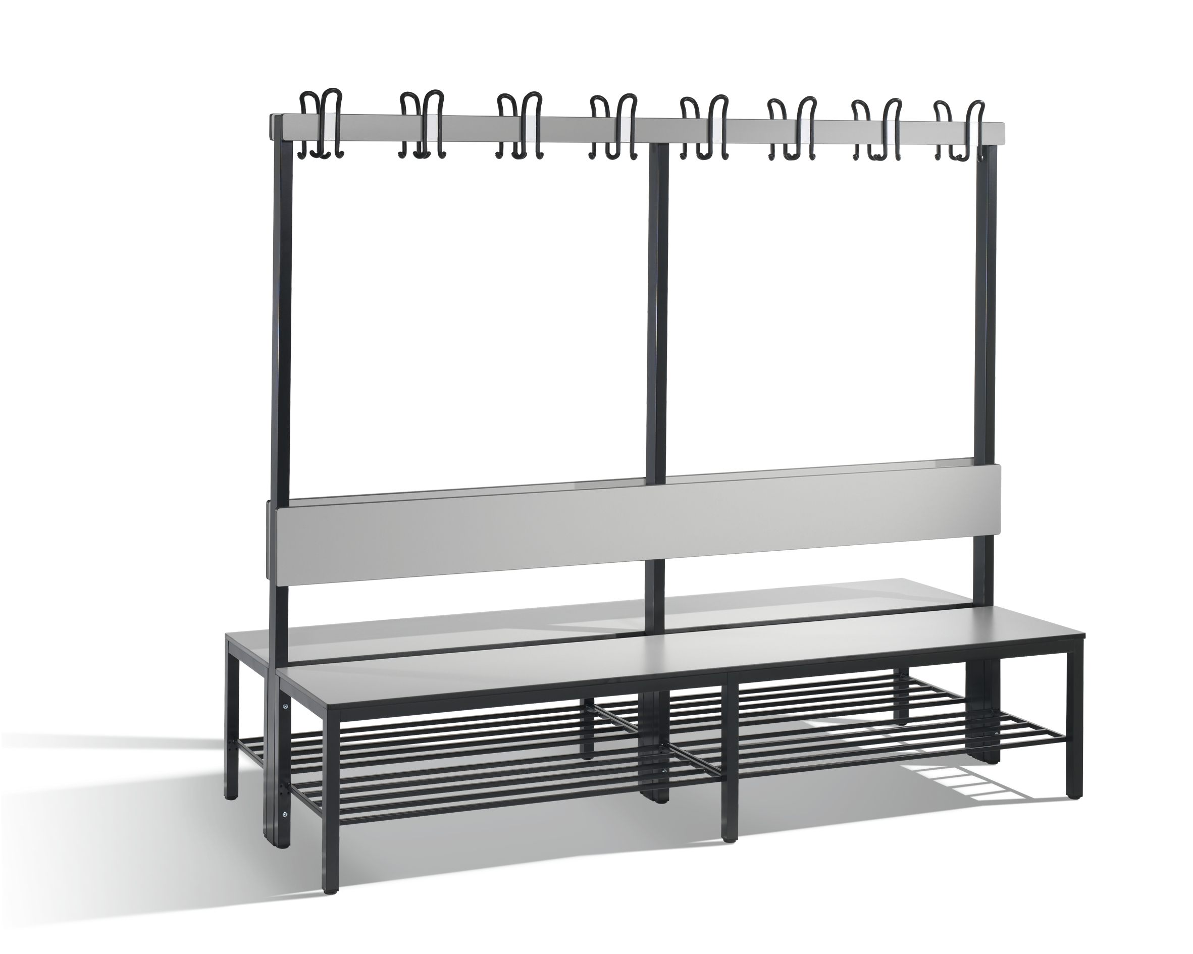 C+P Doppelseitige Garderobenbank mit Rückenlehne, Basic Plus, H1650xB1960xT760mm