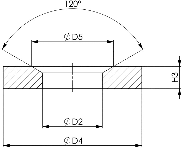 Kegelpfanne DIN 6319G f.Schrauben M12 Bohrungs-D.14,2mm Kegelwinkel 120Grad AMF