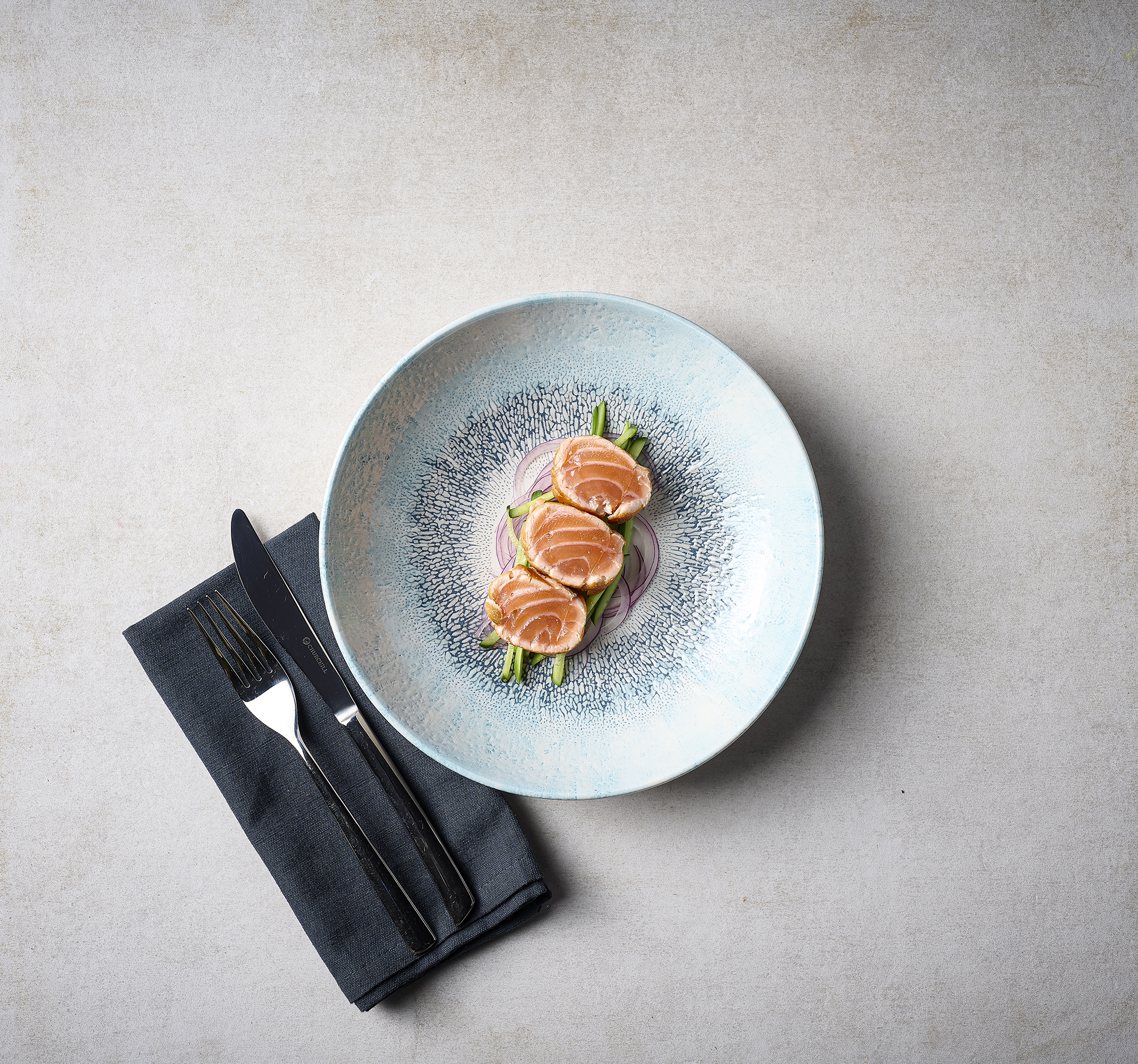 Churchill Fusion Blue Flache Coup Teller, 28.8 cm, 12 Stück