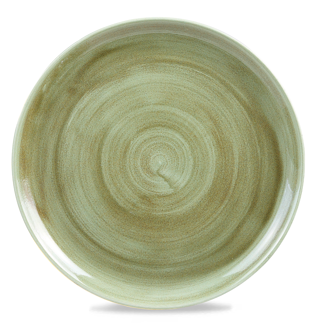 Churchill Super Vitrified Stonecast Patina Burnished Green Flache Coup Teller, 32,4 cm, 6 Stück