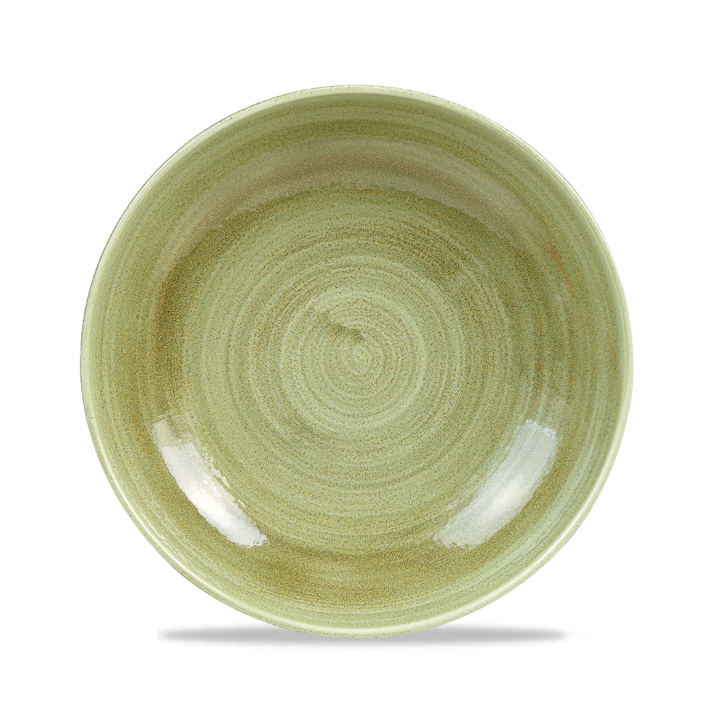 Churchill Super Vitrified Stonecast Patina Teller Tief Coup 24,8cm, 12 Stück in Verbranntem Grün, rund