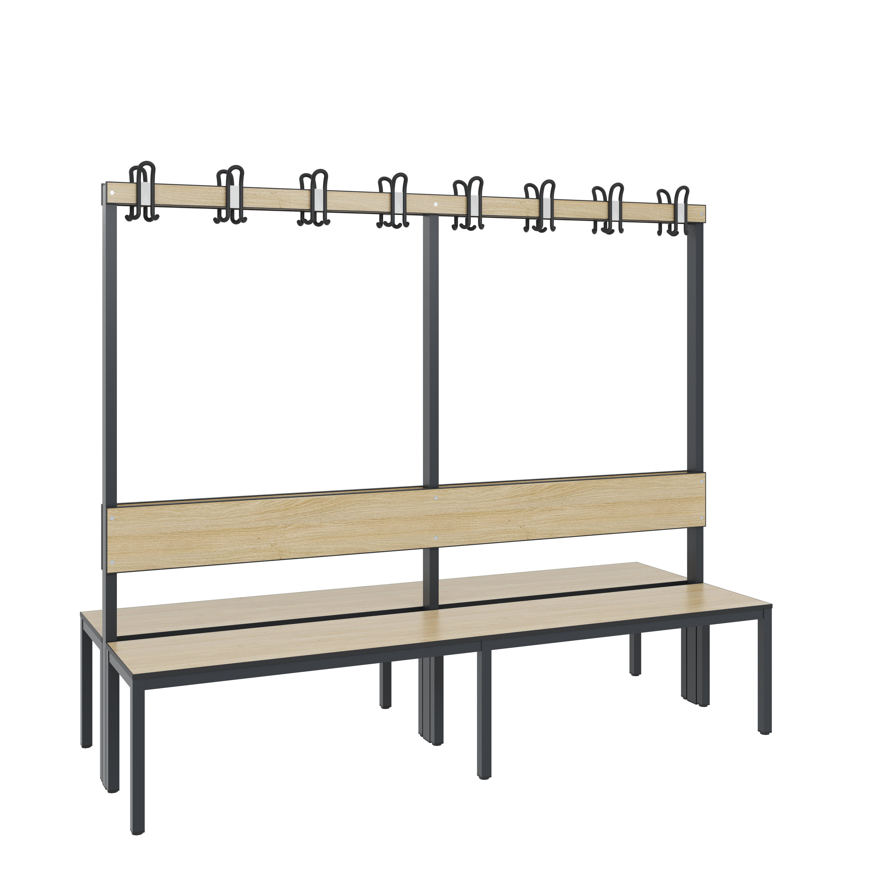 C+P Doppelseitige Garderobenbank mit Rückenlehne, Basic Plus, H1650xB1960xT760mm