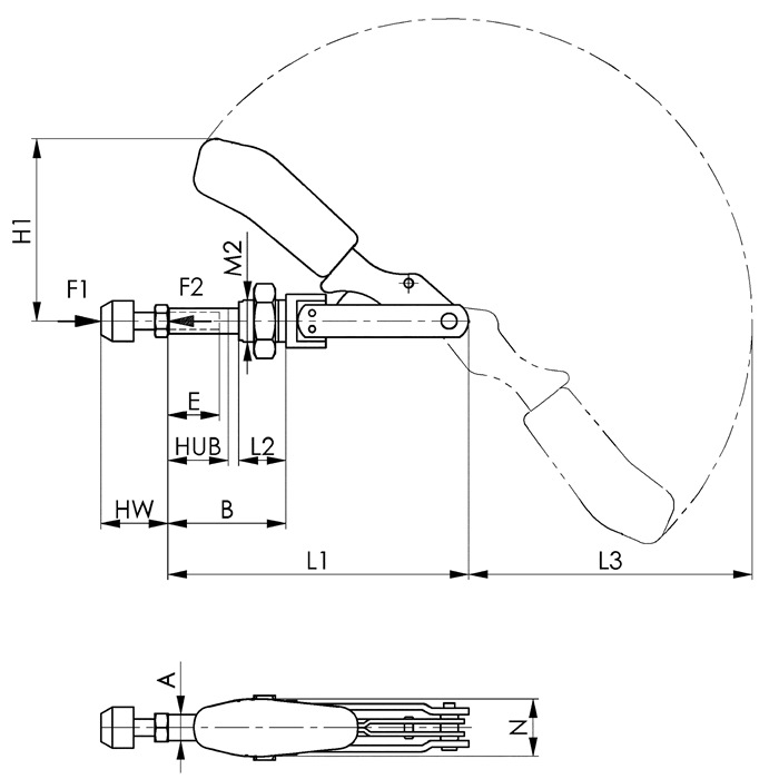 Schubstangenspanner Nr.6844 Gr.2 kurz AMF