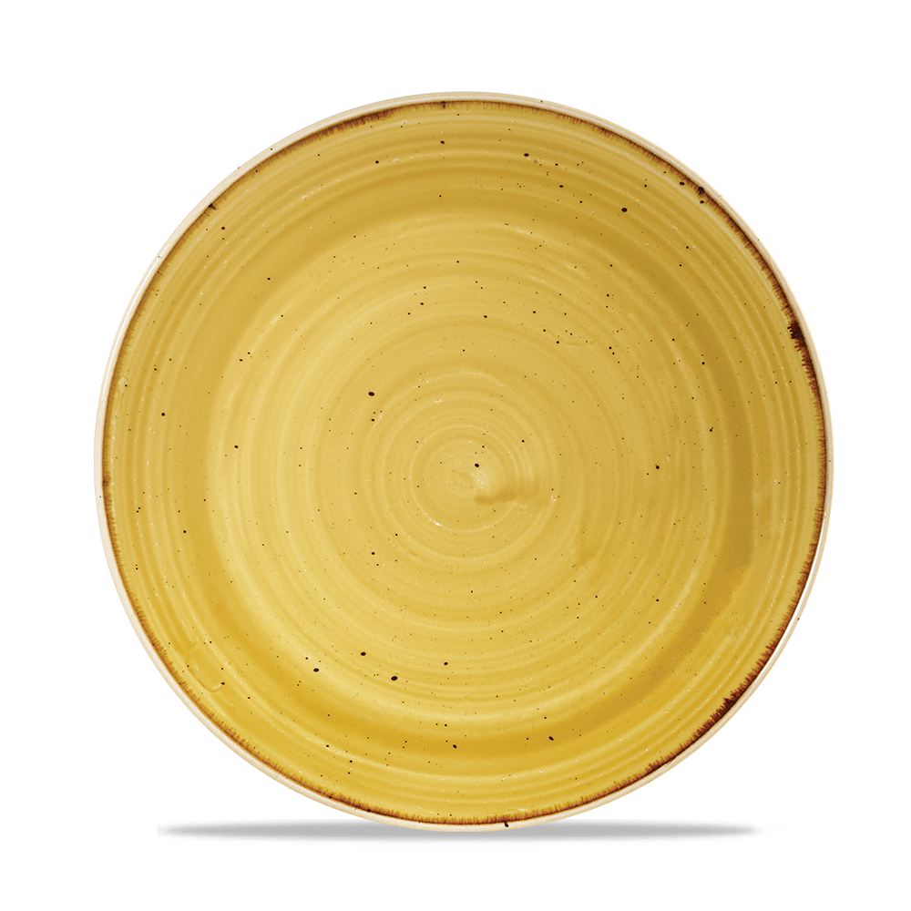 Churchill Super Vitrified Stonecast Mustard Teller Flach Coup 21,7cm, 12 Stück, Senfsamen Gelb, Rund