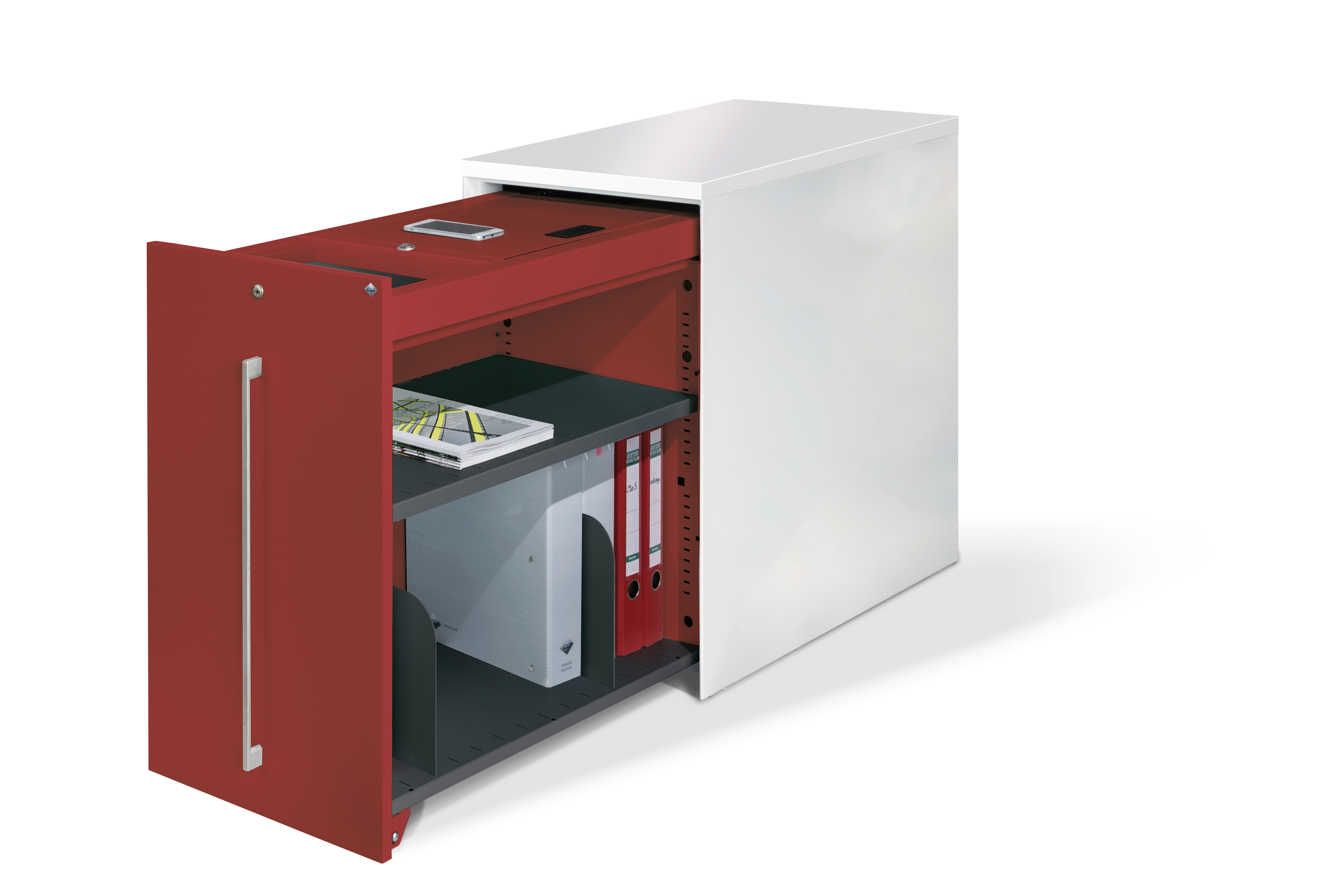 C+P Auszugschrank in Schreibtischhöhe Asisto, H740B430T800 mm, 7035/3003