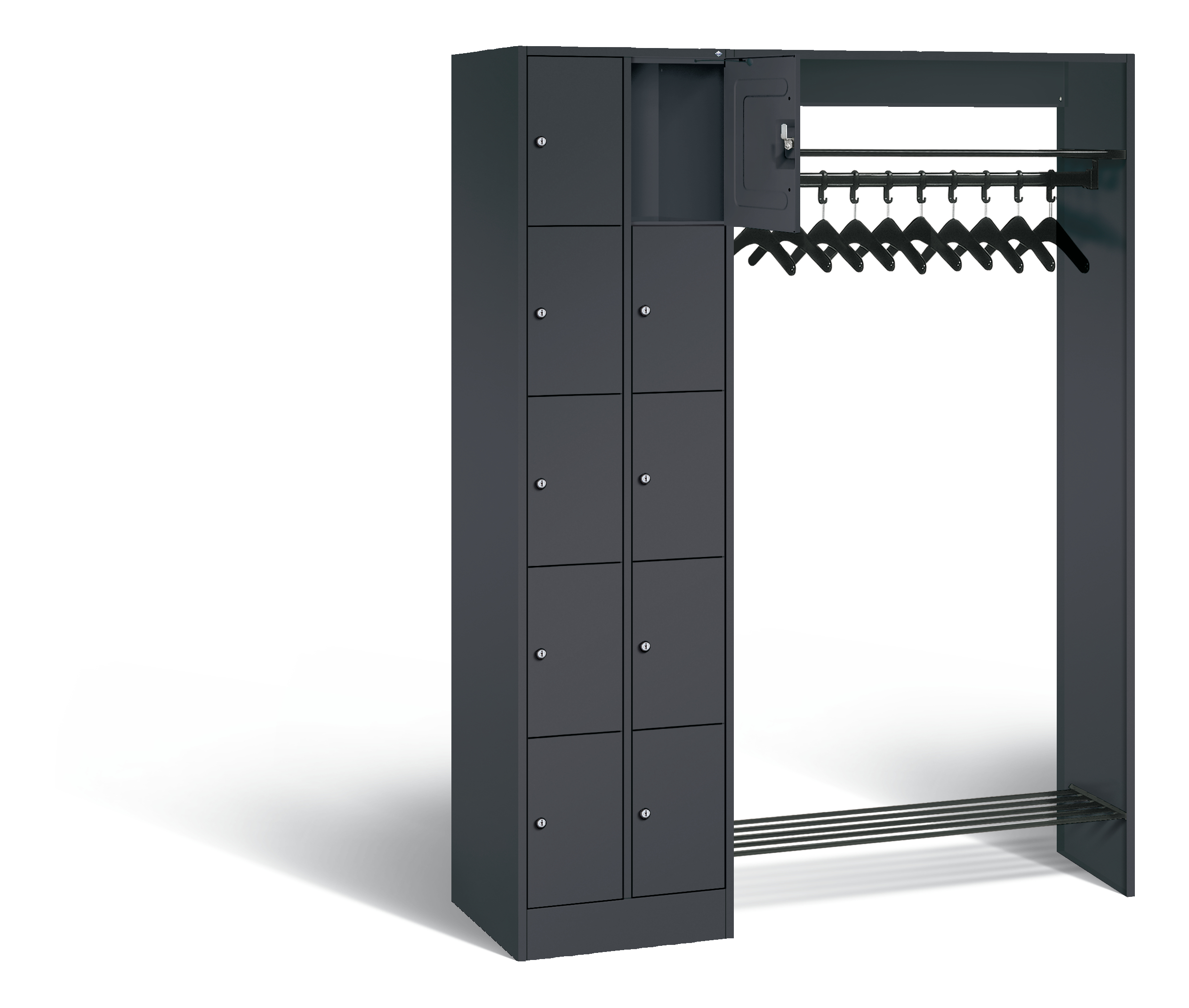 C+P Offene Garderobe, H1950xB1410xT480mm, 7016/7016