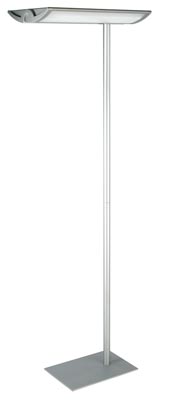 Stehleuchte CENTAURI, Höhe 1900 mm, 4x55W, Leuchtenkopf mit Lochraster nach oben + Streuscheibe nach unten, dimmbar, silber, inkl. Leuchtmittel