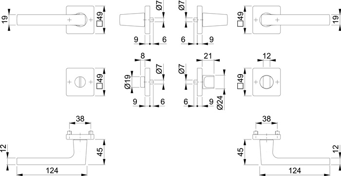 HOPPE Rosettengarnitur Messing F96-1-R