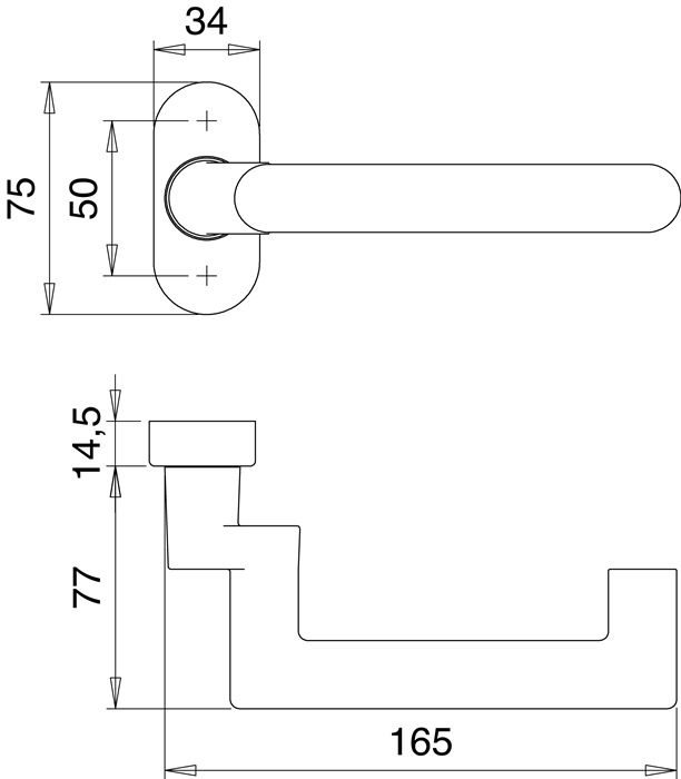 Feuerschutzdrückerlochteil 1133/2133 VA EST gekr.4-KT.9mm EDI