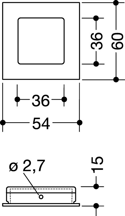 Schiebetürmuschel 544.60 PA 99 reinweiß glänzend quad.f.HLT L.60mm B.60mm HEWI