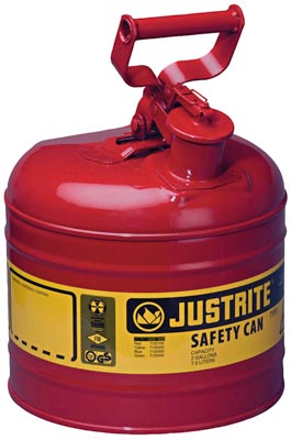 Sicherheitsbehälter aus Stahlblech, Durchm.xH 241x349 mm,Vol. 7,5 l, Farbe rot