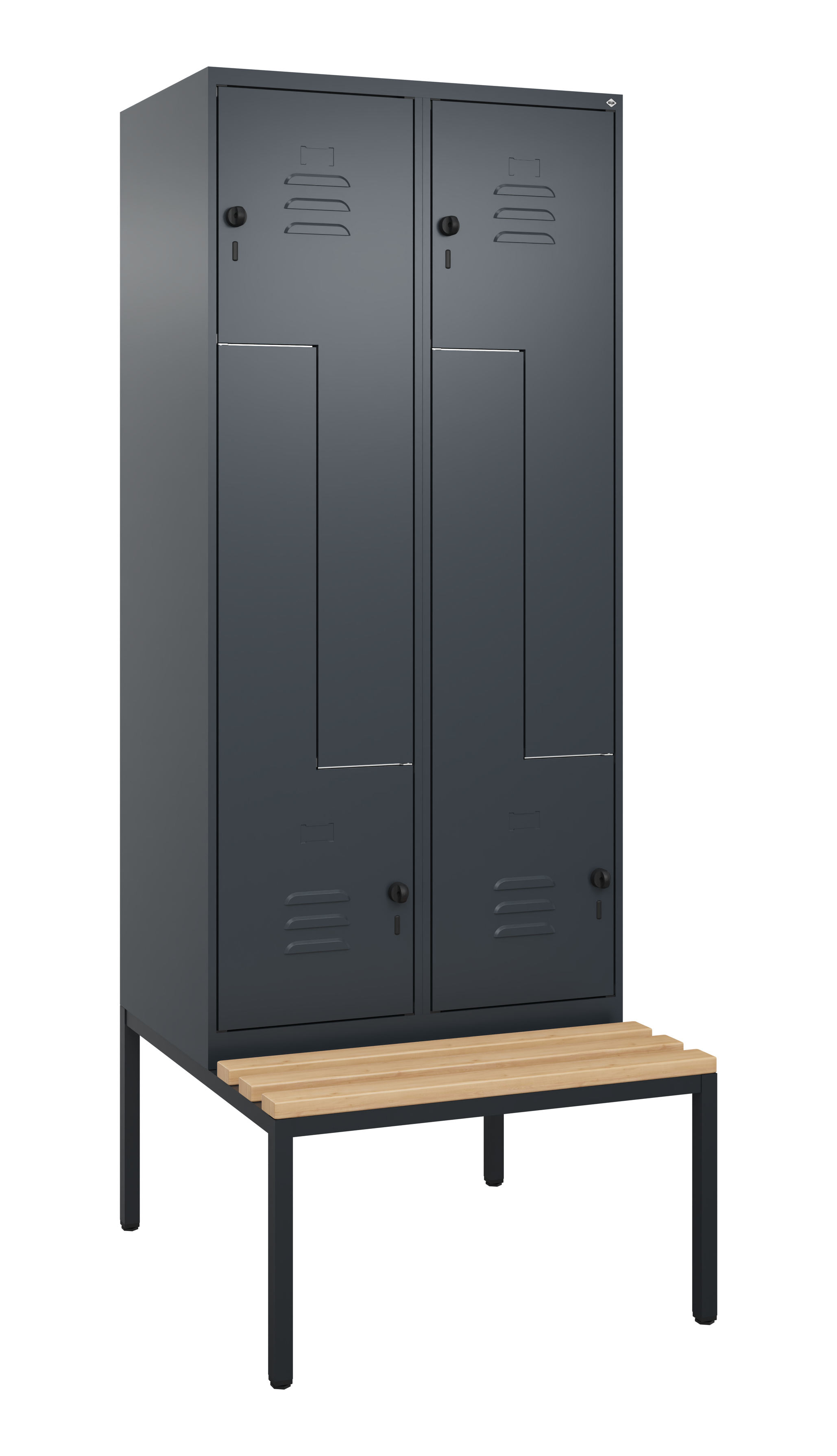 C+P Z-Spind Classic PLUS, Bank, 4 Abteile, 2120x800x815mm, 7016/7016