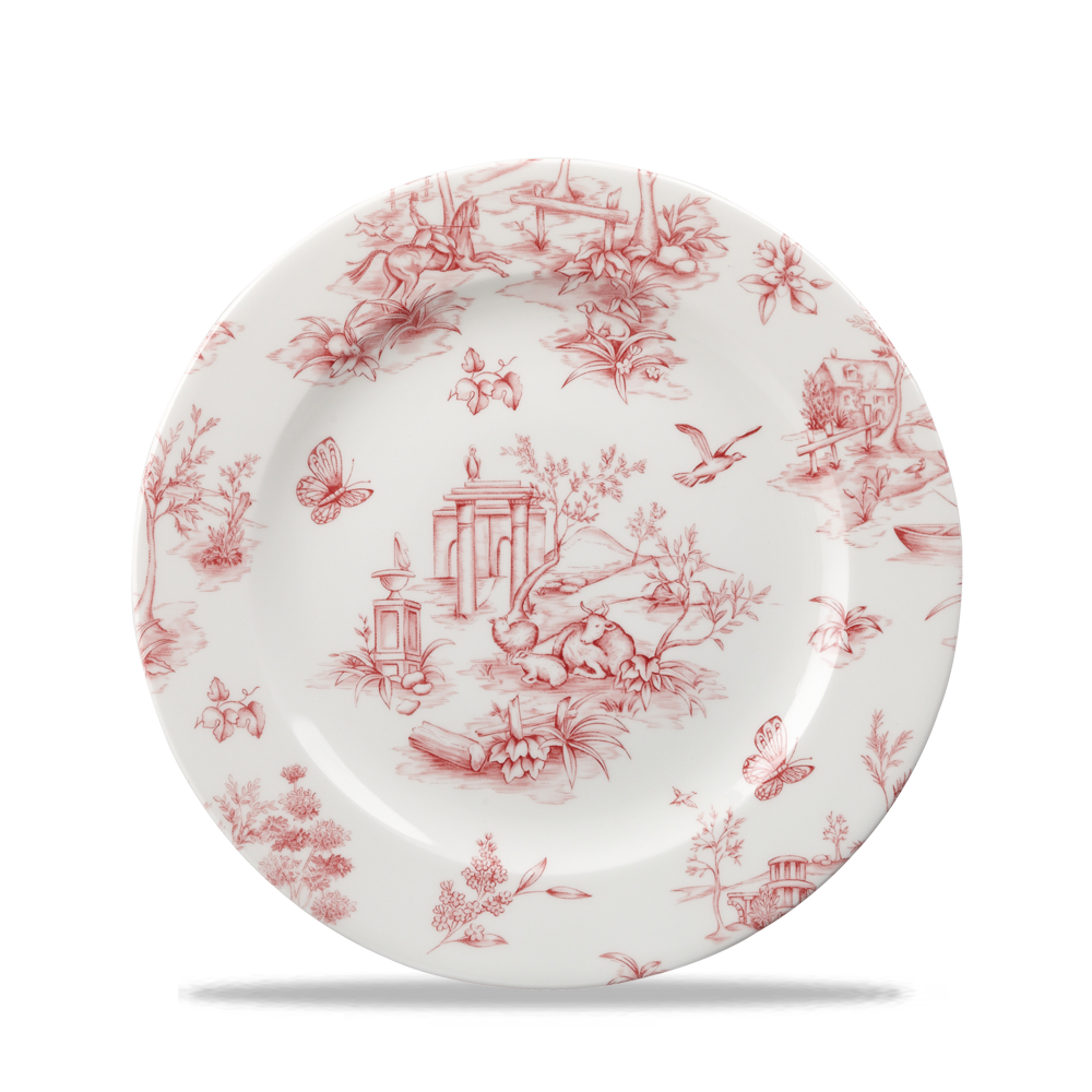 Churchill Super Vitrified Vintage Prints Cranberry Toile Flache Teller 21cm, 6 Stück