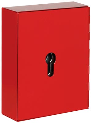 Notschlüsselkasten, Ganzmetalltür, 2 Haken, Profil-Halbzylindervorrichtung, BxTxH 120x34x150 mm, rot