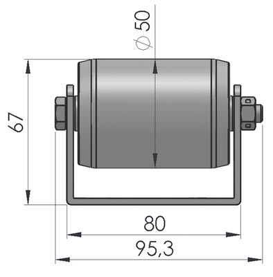 Palettenrollschiene, verzinkt, Profil zweireihig, Rolle Durchm. 50 mm, Traglast 160 kg, Bauhöhe 67 mm, Achsabstand 156 mm