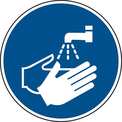 Gebotsschild, Hände waschen, Kunststoff, Durchm. 200 mm, DIN EN ISO 7010