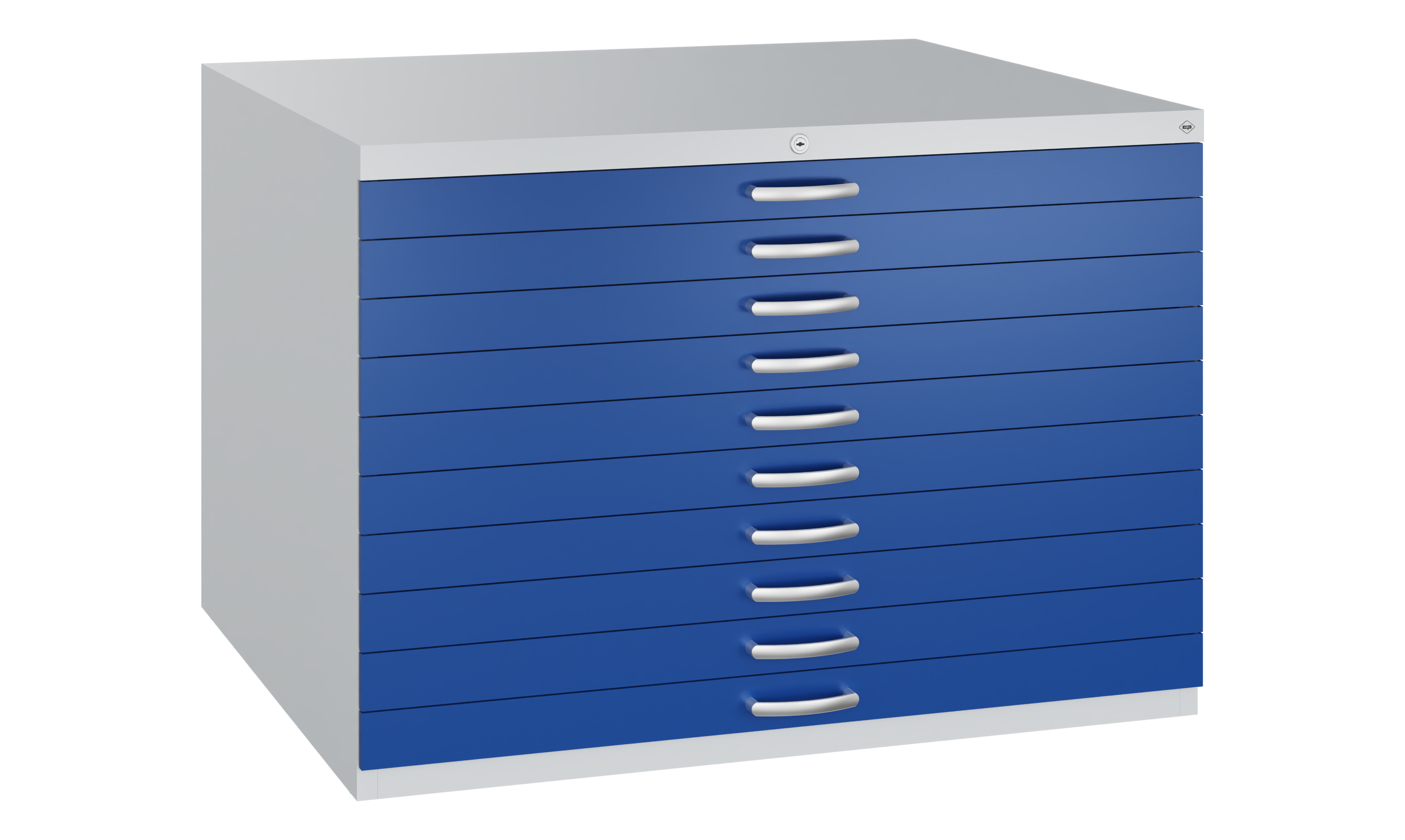 C+P Flachablageschrank Serie 7100_7200, H760xB1100xT765mm, 7035/5010