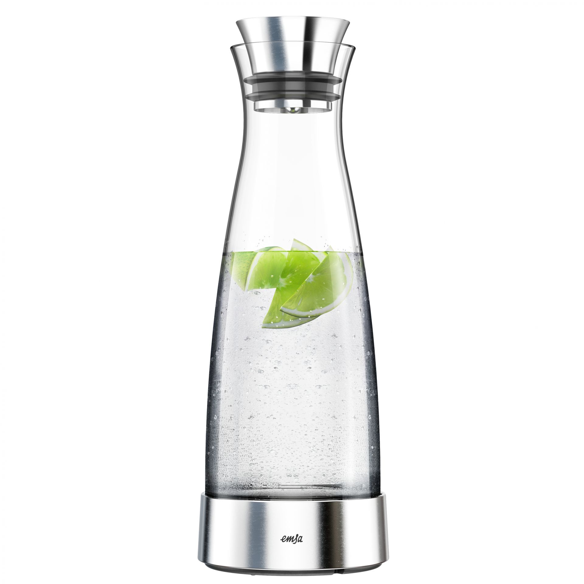 EMSA 515668 FLOW CLASSIC Kühlkaraffe 1,0 L aus Glas mit Edelstahl